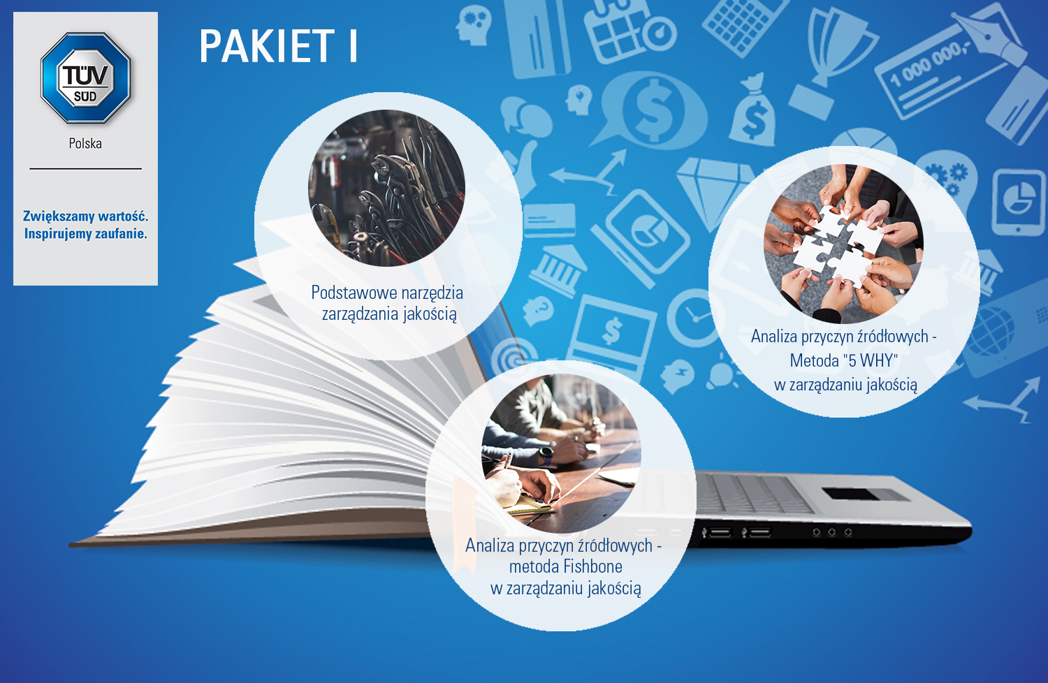 PAKIET I : Podstawowe narzędzia zarządzania jakością + Analiza przyczyn źródłowych - Metoda "5 WHY" w zarządzaniu jakością + Analiza przyczyn źródłowych - metoda Fishbone (diagram Ishikawy) w zarządzaniu jakością 